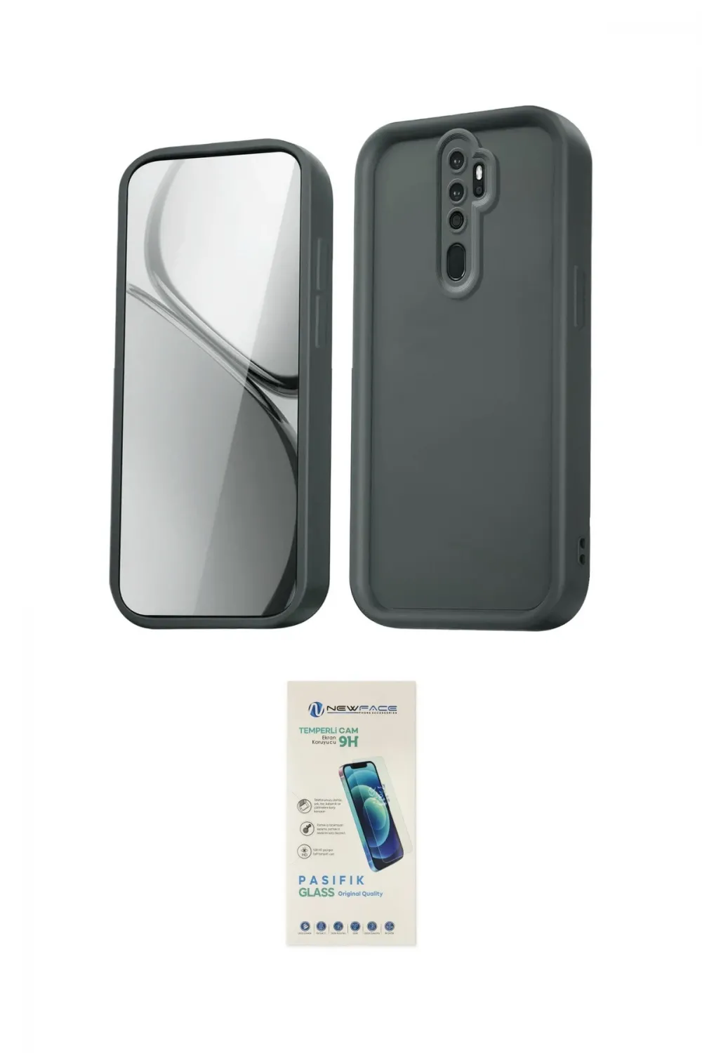 ieg™ Redmi Note 8 Pro Kılıf Yankı Yansıma Özel Seri - Şeffaf Pasifik Cam Ekran Koruyucu