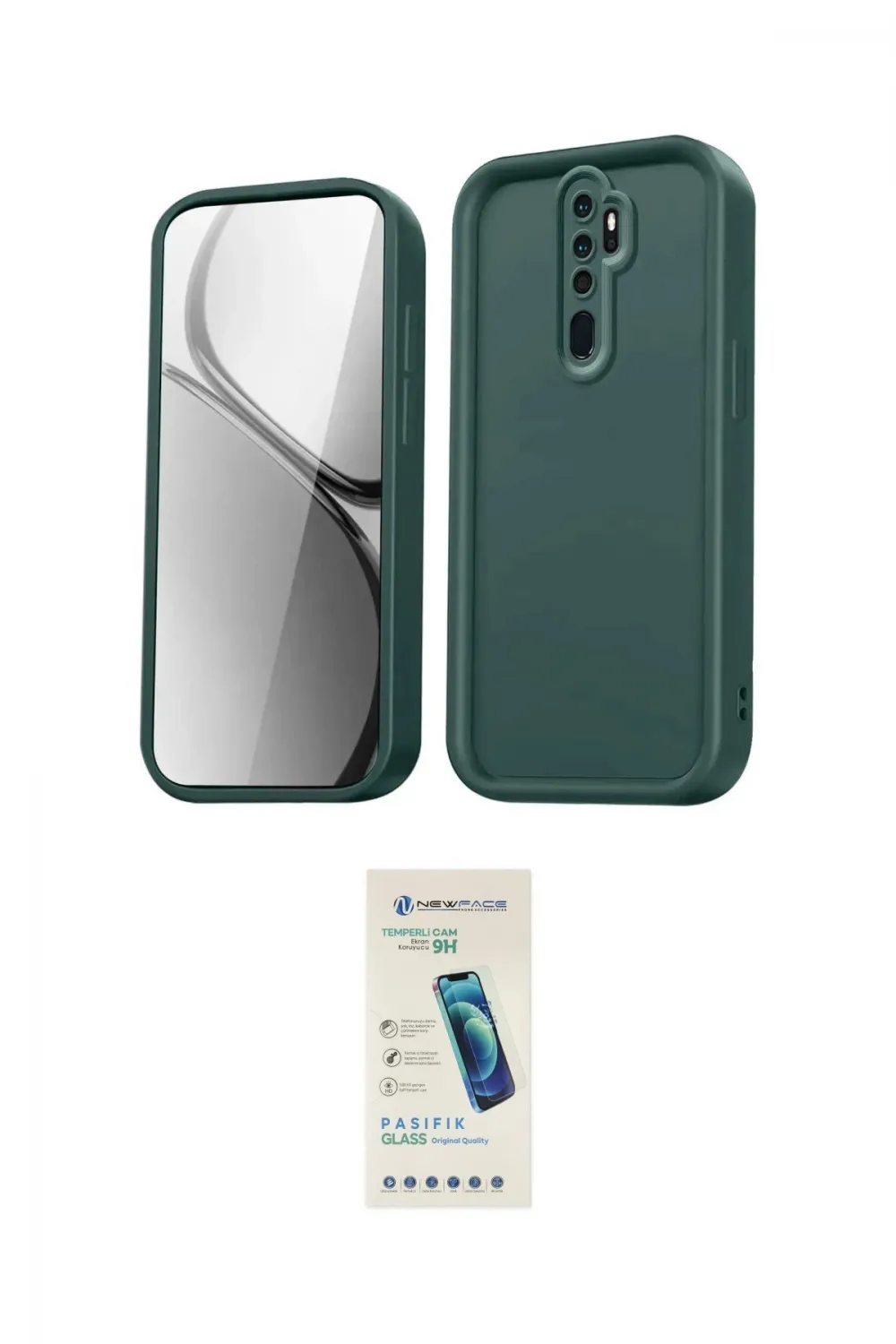 ieg™ Redmi Note 8 Pro Kılıf Yankı Yansıma Özel Seri - Şeffaf Pasifik Cam Ekran Koruyucu