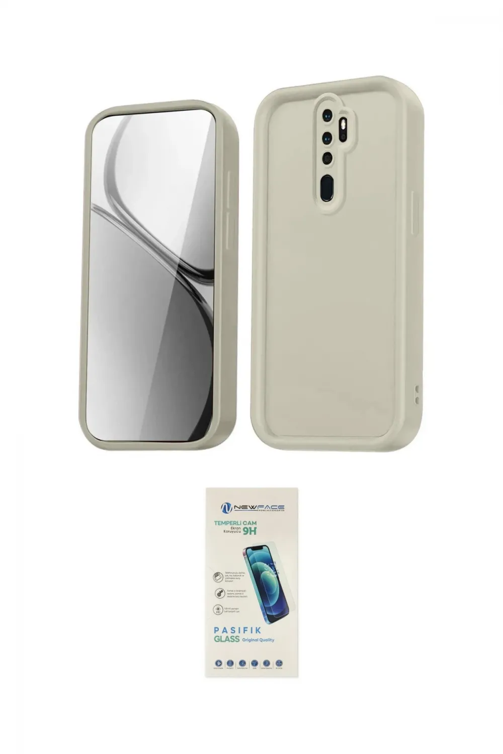 ieg™ Redmi Note 8 Pro Kılıf Yankı Yansıma Özel Seri - Şeffaf Pasifik Cam Ekran Koruyucu