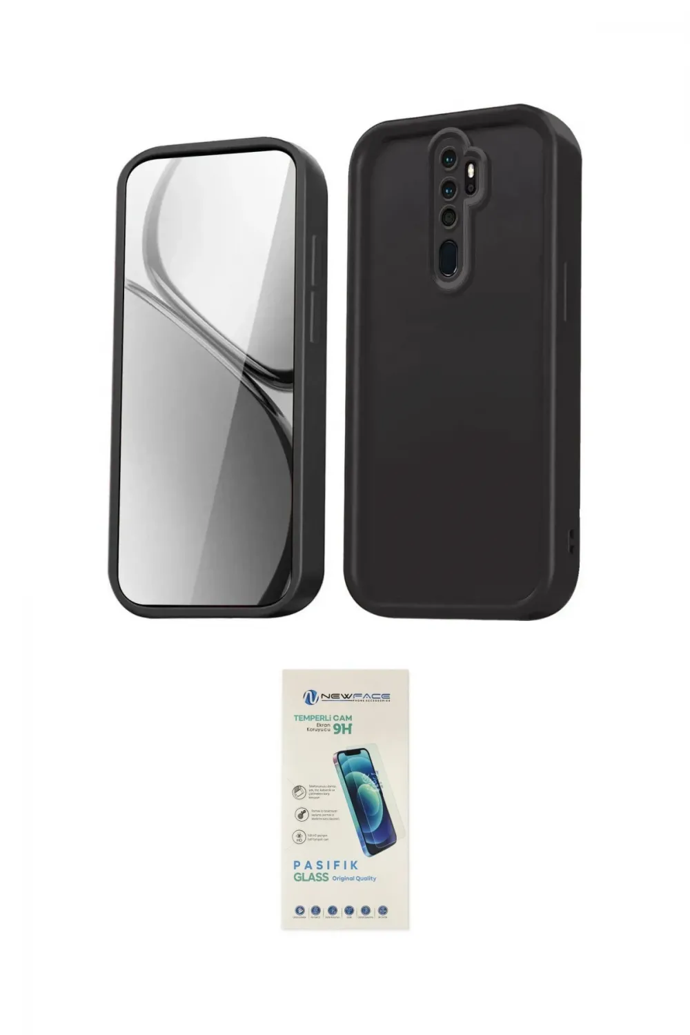 ieg™ Redmi Note 8 Pro Kılıf Yankı Yansıma Özel Seri - Şeffaf Pasifik Cam Ekran Koruyucu