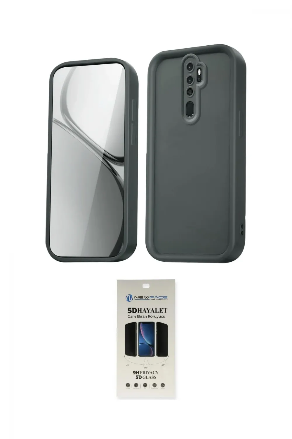 ieg™ Redmi Note 8 Pro Kılıf Yankı Yansıma Özel Seri - Siyah 5D Hayalet Cam Ekran Koruyucu