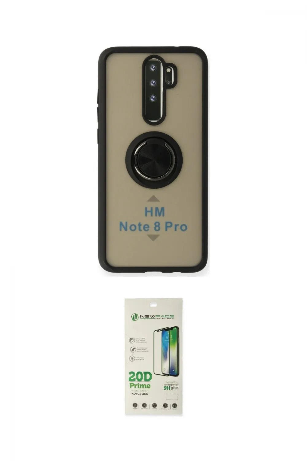 ieg™ Redmi Note 8 Pro Kılıf Yörünge Çizgi - Siyah 20D Premium Cam Ekran Koruyucu
