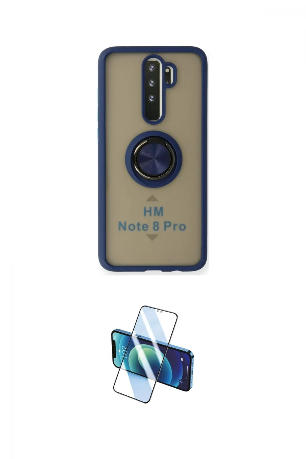 ieg™ Redmi Note 8 Pro Kılıf Yörünge Çizgi - Siyah 3D Antistatik Cam Ekran Koruyucu