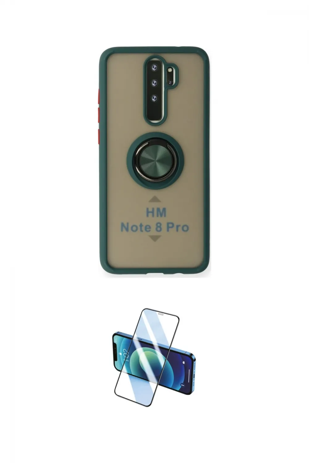 ieg™ Redmi Note 8 Pro Kılıf Yörünge Çizgi - Siyah 3D Antistatik Cam Ekran Koruyucu