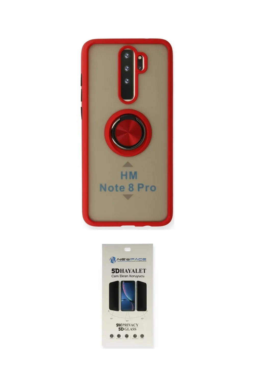 ieg™ Redmi Note 8 Pro Kılıf Yörünge Çizgi - Siyah 5D Hayalet Cam Ekran Koruyucu
