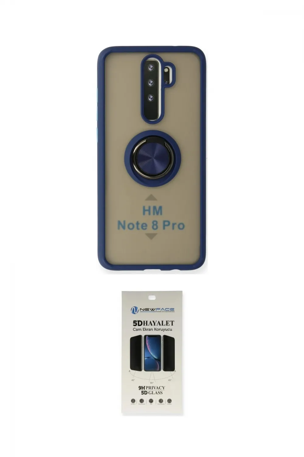 ieg™ Redmi Note 8 Pro Kılıf Yörünge Çizgi - Siyah 5D Hayalet Cam Ekran Koruyucu