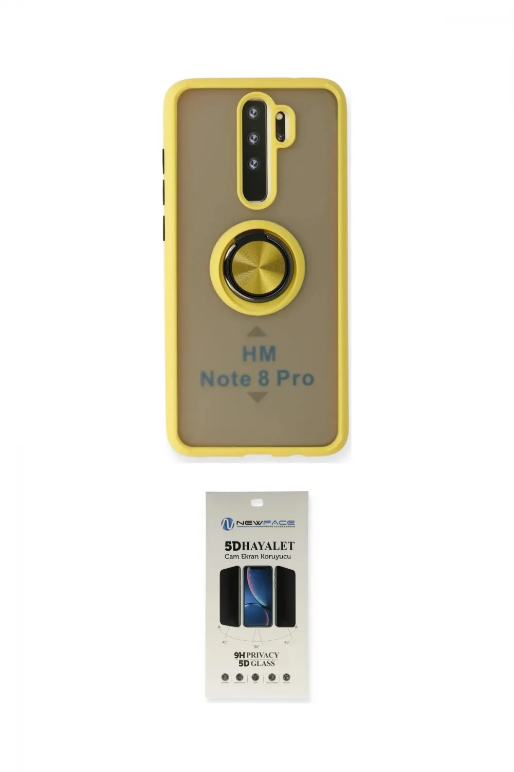 ieg™ Redmi Note 8 Pro Kılıf Yörünge Çizgi - Siyah 5D Hayalet Cam Ekran Koruyucu