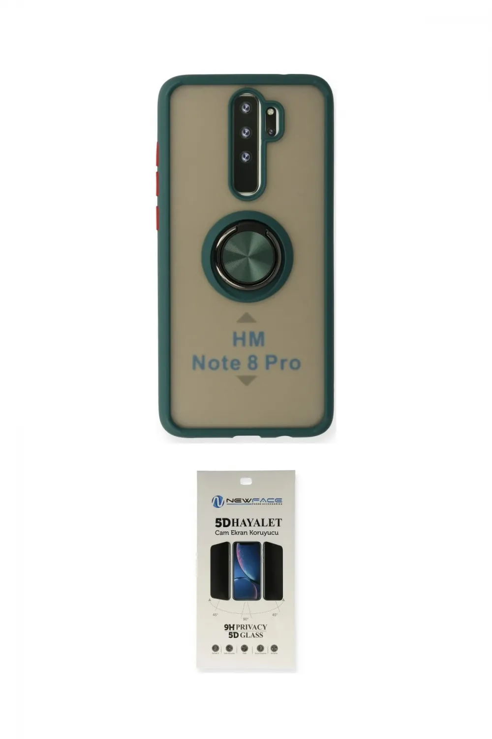 ieg™ Redmi Note 8 Pro Kılıf Yörünge Çizgi - Siyah 5D Hayalet Cam Ekran Koruyucu