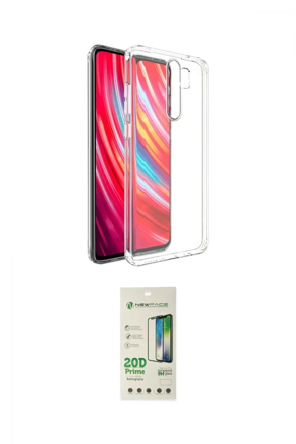 ieg™ Redmi Note 8 Pro Kılıf Zirve Doku - Siyah 20D Premium Cam Ekran Koruyucu