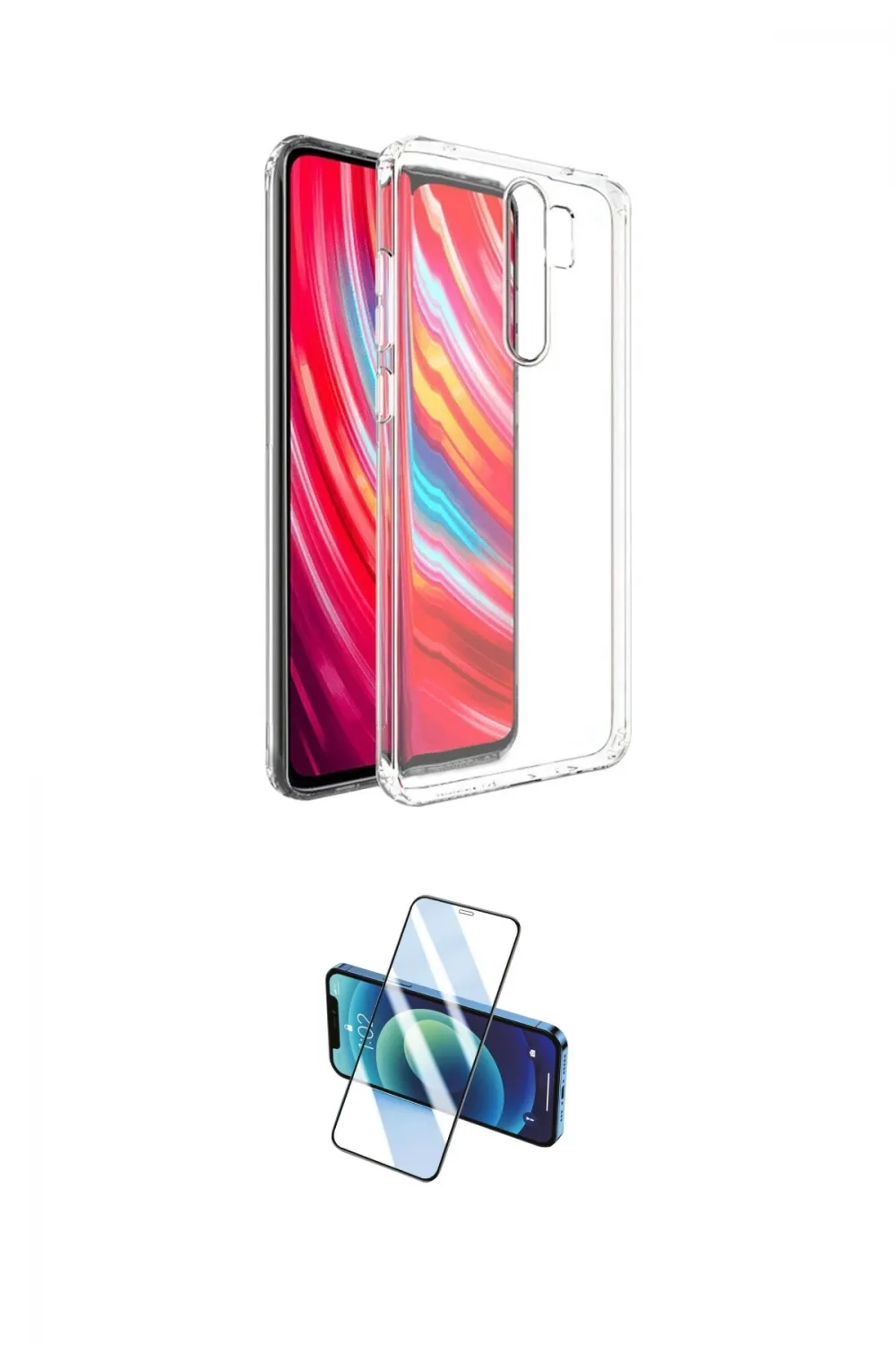 ieg™ Redmi Note 8 Pro Kılıf Zirve Doku - Siyah 3D Antistatik Cam Ekran Koruyucu