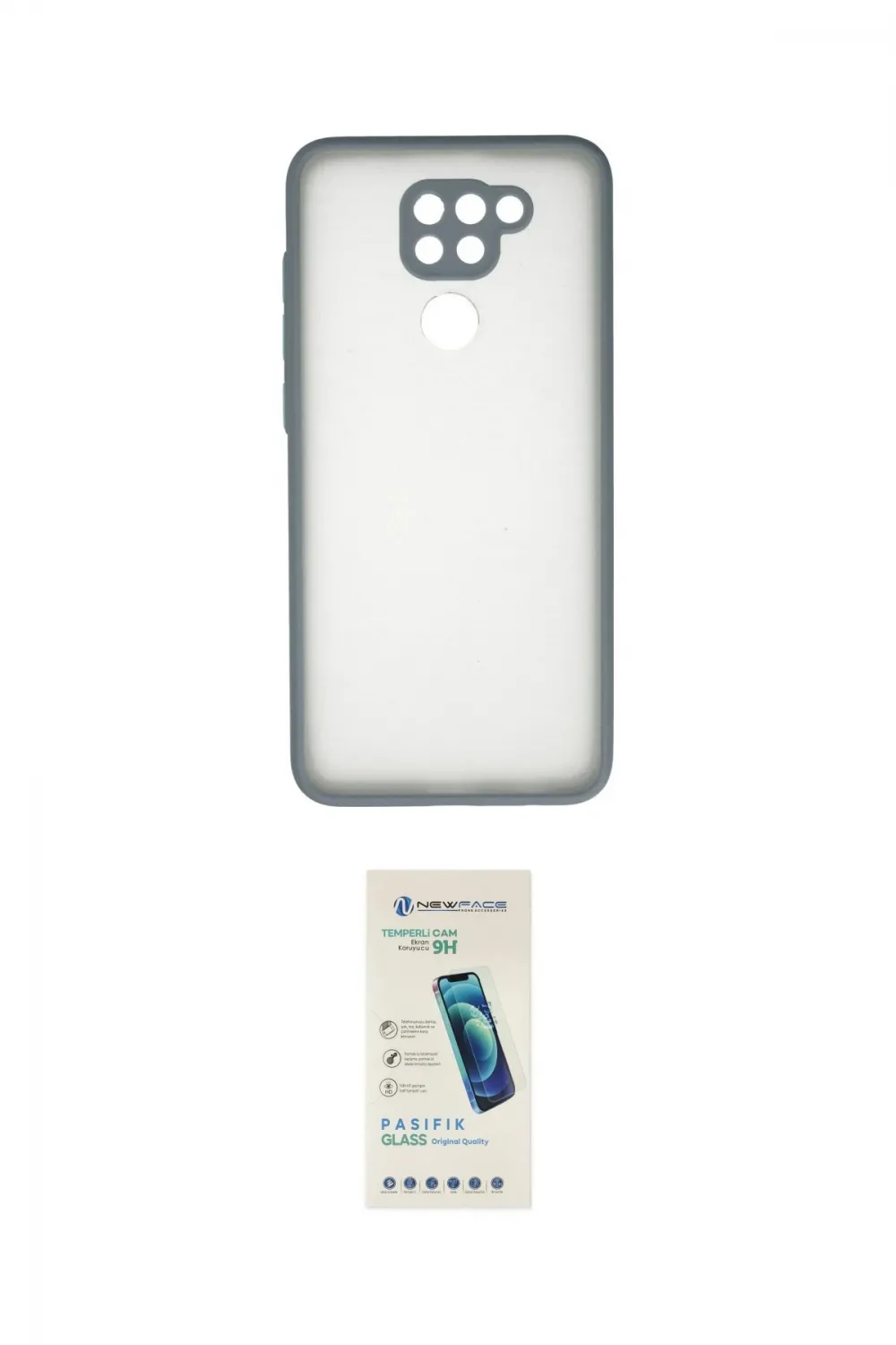 ieg™ Redmi Note 9 Kılıf Ahenk Çizgi Serisi - Şeffaf Pasifik Cam Ekran Koruyucu