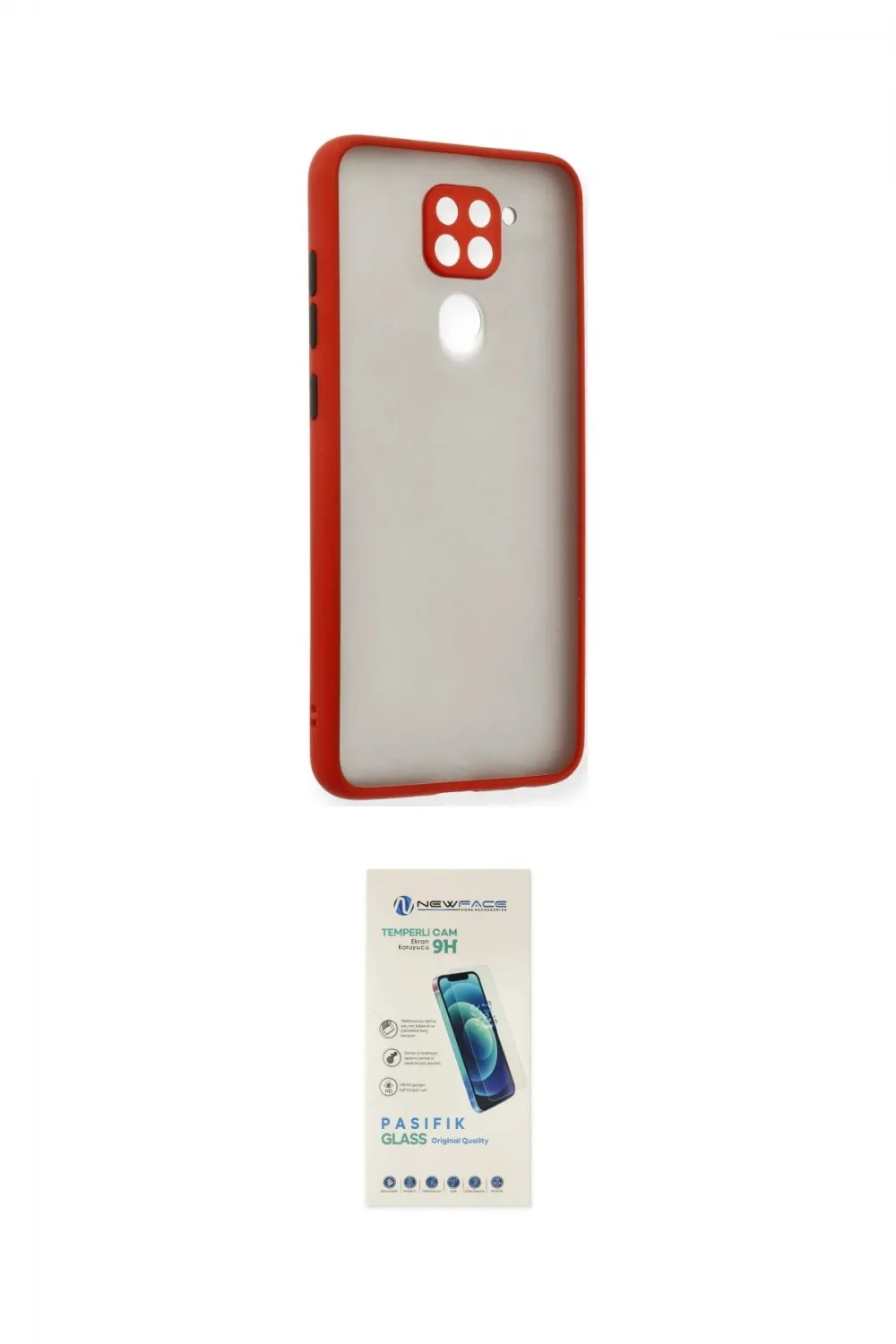 ieg™ Redmi Note 9 Kılıf Ahenk Çizgi Serisi - Şeffaf Pasifik Cam Ekran Koruyucu
