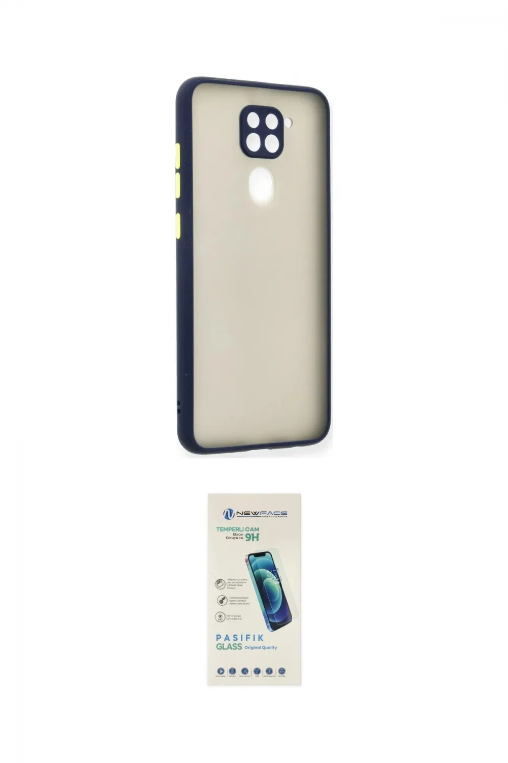 ieg™ Redmi Note 9 Kılıf Ahenk Çizgi Serisi - Şeffaf Pasifik Cam Ekran Koruyucu
