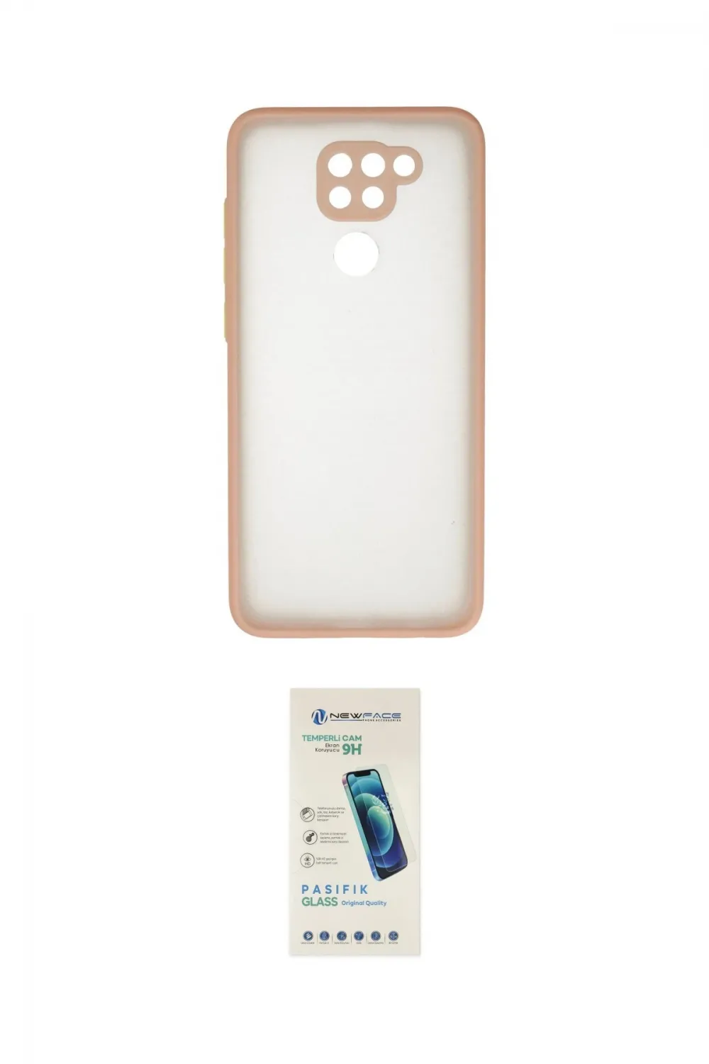 ieg™ Redmi Note 9 Kılıf Ahenk Çizgi Serisi - Şeffaf Pasifik Cam Ekran Koruyucu