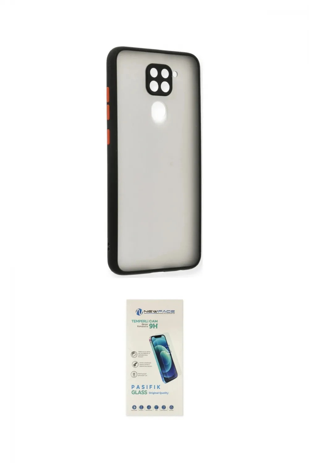 ieg™ Redmi Note 9 Kılıf Ahenk Çizgi Serisi - Şeffaf Pasifik Cam Ekran Koruyucu