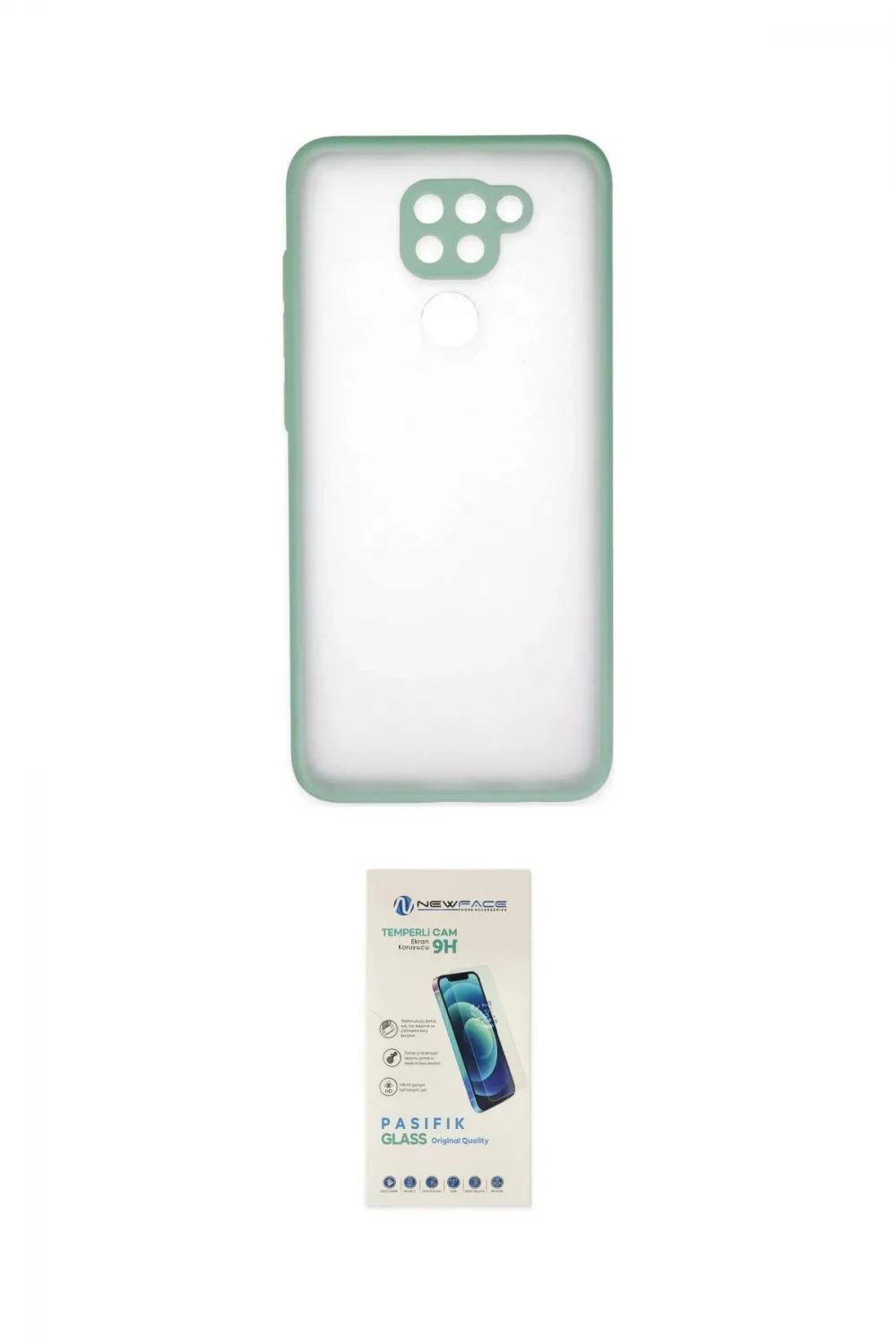 ieg™ Redmi Note 9 Kılıf Ahenk Çizgi Serisi - Şeffaf Pasifik Cam Ekran Koruyucu