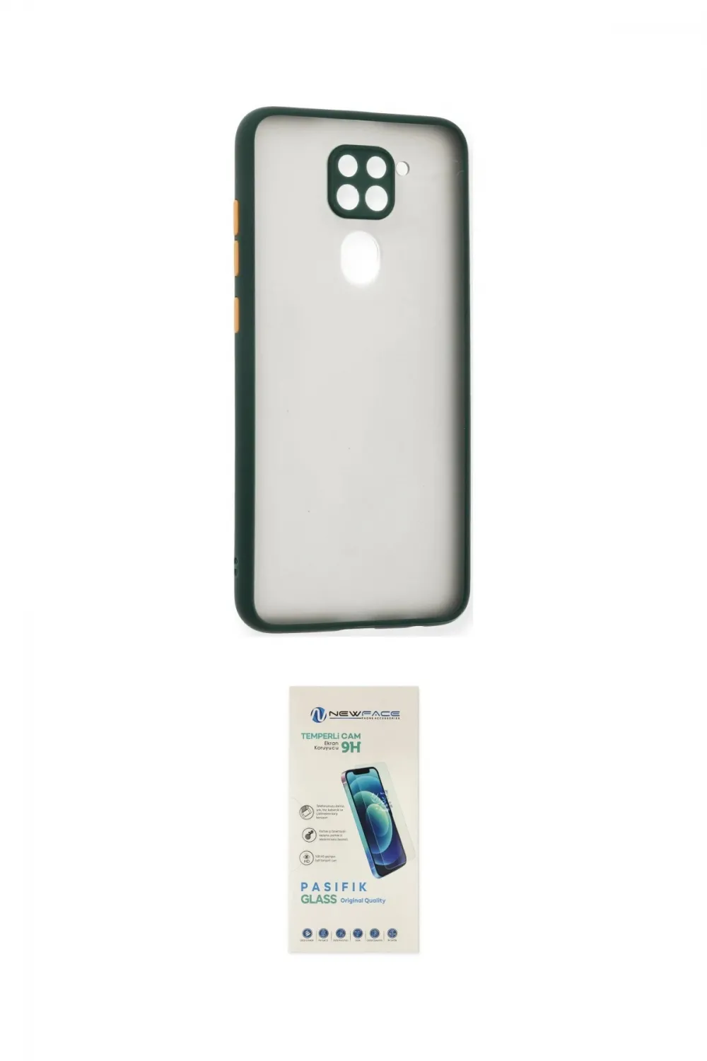 ieg™ Redmi Note 9 Kılıf Ahenk Çizgi Serisi - Şeffaf Pasifik Cam Ekran Koruyucu