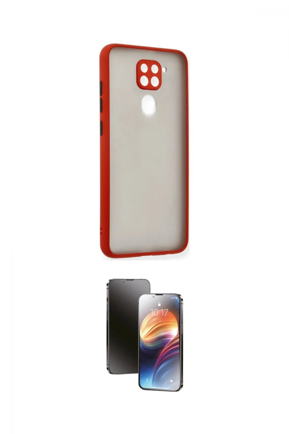 ieg™ Redmi Note 9 Kılıf Ahenk Çizgi Serisi - Siyah 3D Antistatik Mat Seramik Nano Ekran Koruyucu