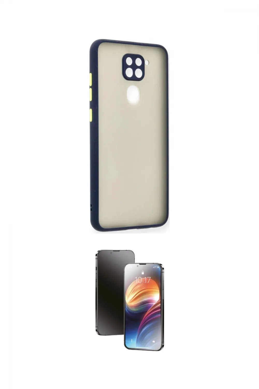 ieg™ Redmi Note 9 Kılıf Ahenk Çizgi Serisi - Siyah 3D Antistatik Mat Seramik Nano Ekran Koruyucu