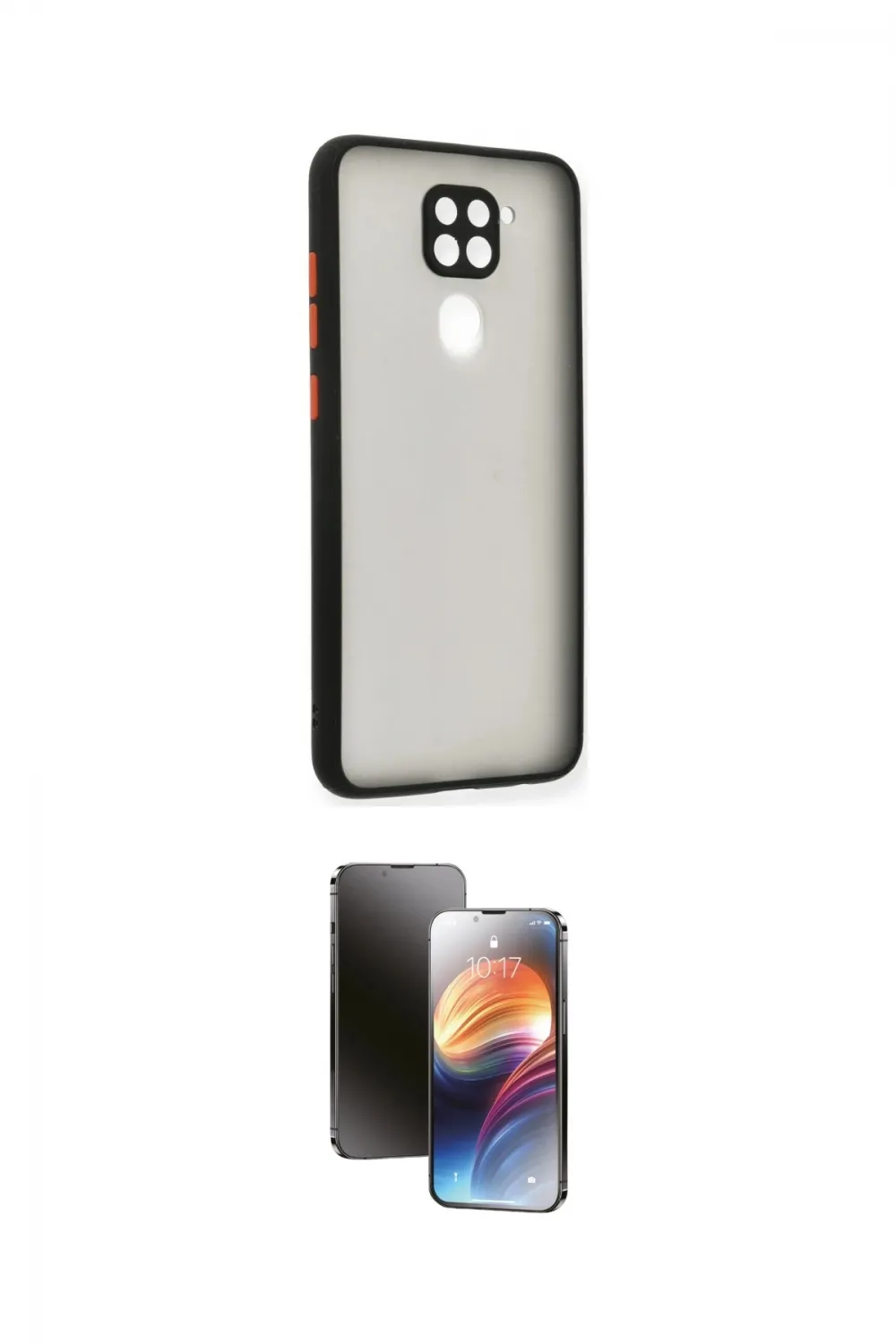 ieg™ Redmi Note 9 Kılıf Ahenk Çizgi Serisi - Siyah 3D Antistatik Mat Seramik Nano Ekran Koruyucu