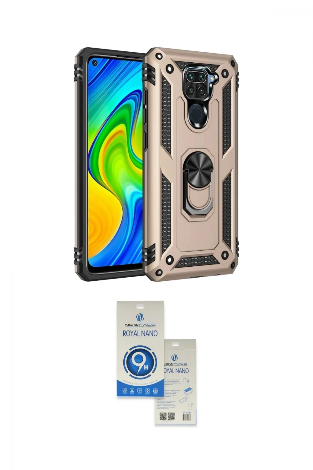 ieg™ Redmi Note 9 Kılıf Ahenk Klasik Koleksiyonu - Şeffaf Royal Nano Ekran Koruyucu