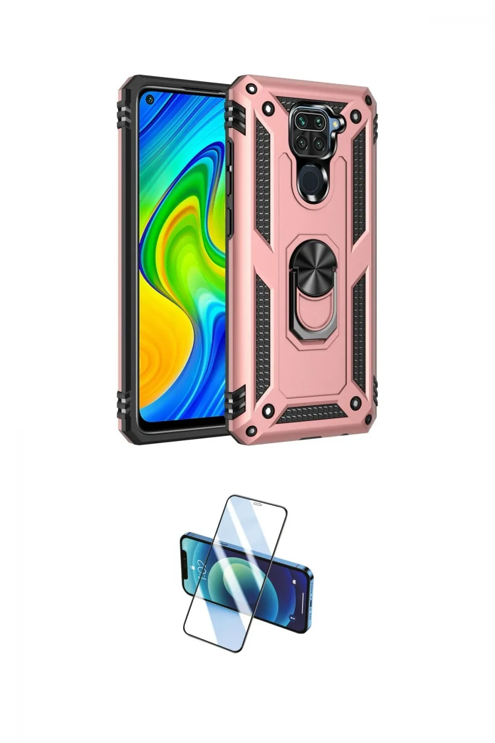 ieg™ Redmi Note 9 Kılıf Ahenk Klasik Koleksiyonu - Siyah 3D Antistatik Seramik Nano Ekran Koruyucu