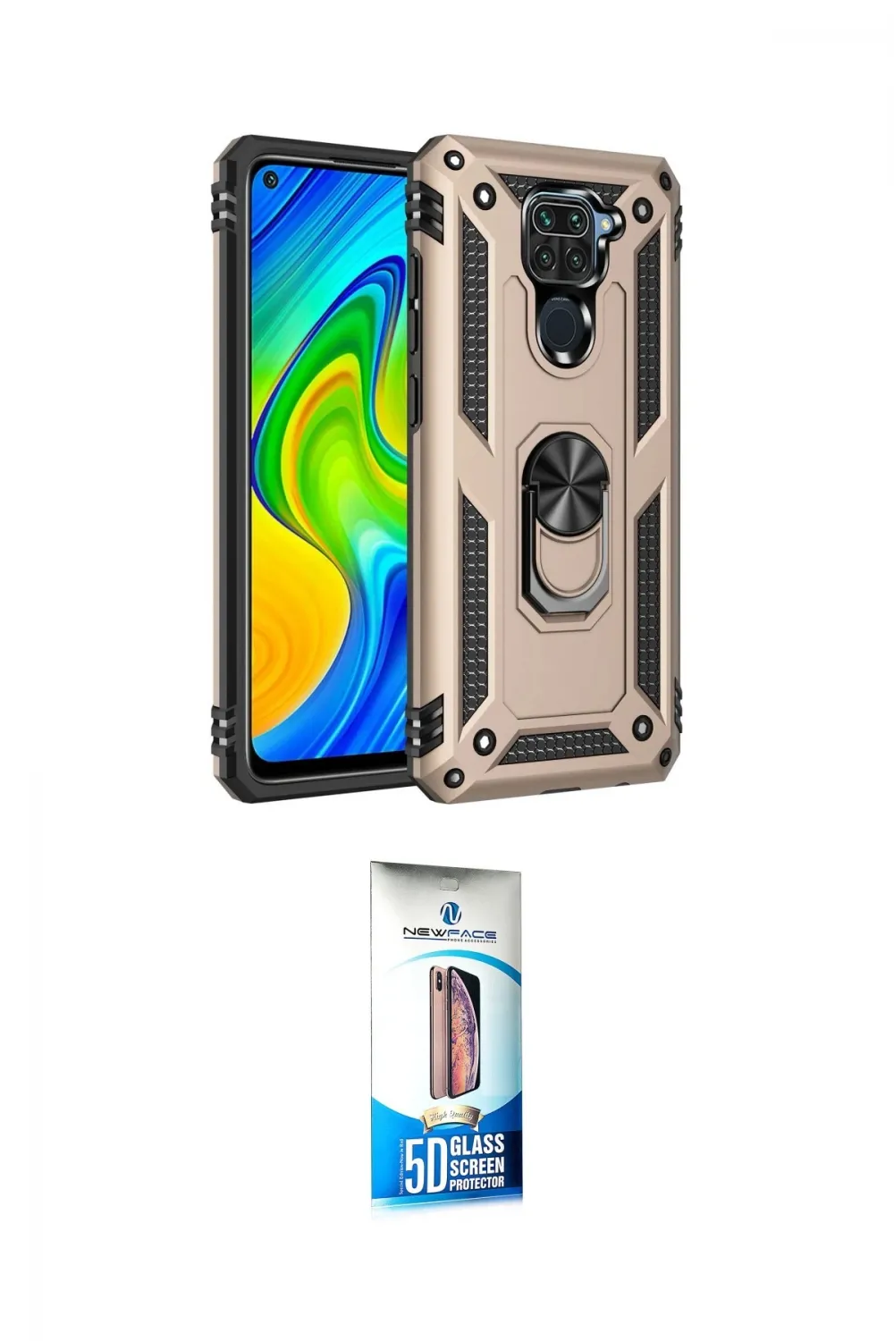 ieg™ Redmi Note 9 Kılıf Ahenk Klasik Koleksiyonu - Siyah 5D Eko Cam Ekran Koruyucu