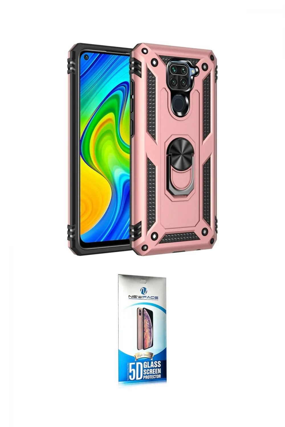 ieg™ Redmi Note 9 Kılıf Ahenk Klasik Koleksiyonu - Siyah 5D Eko Cam Ekran Koruyucu