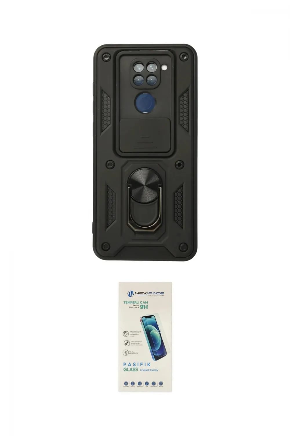 ieg™ Redmi Note 9 Kılıf Ahenk Klasik - Şeffaf Pasifik Cam Ekran Koruyucu