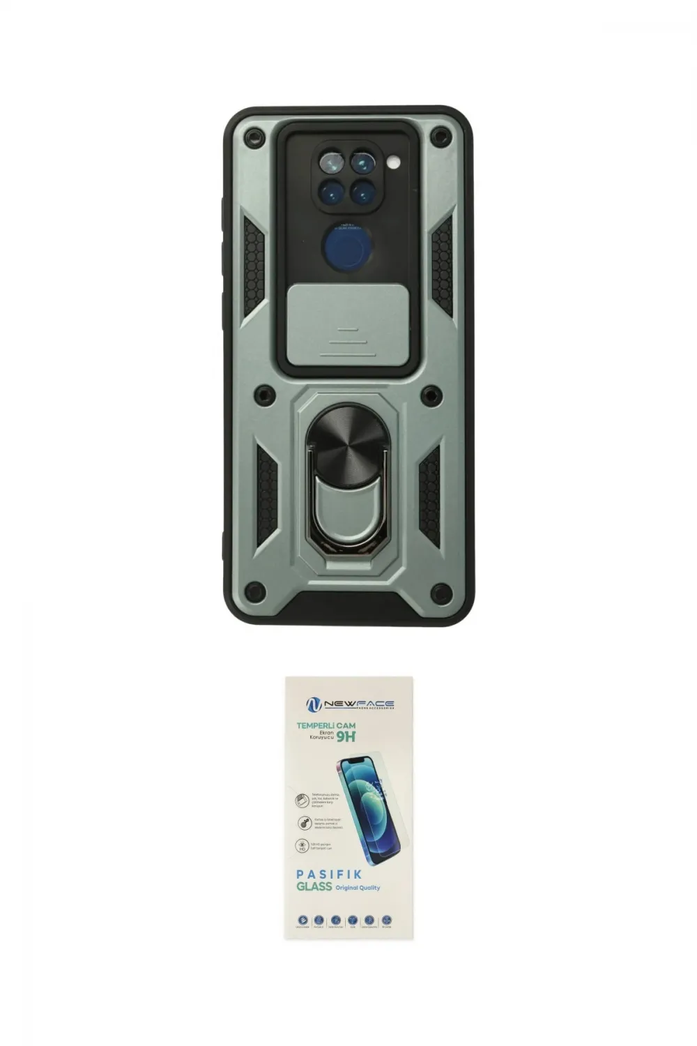 ieg™ Redmi Note 9 Kılıf Ahenk Klasik - Şeffaf Pasifik Cam Ekran Koruyucu