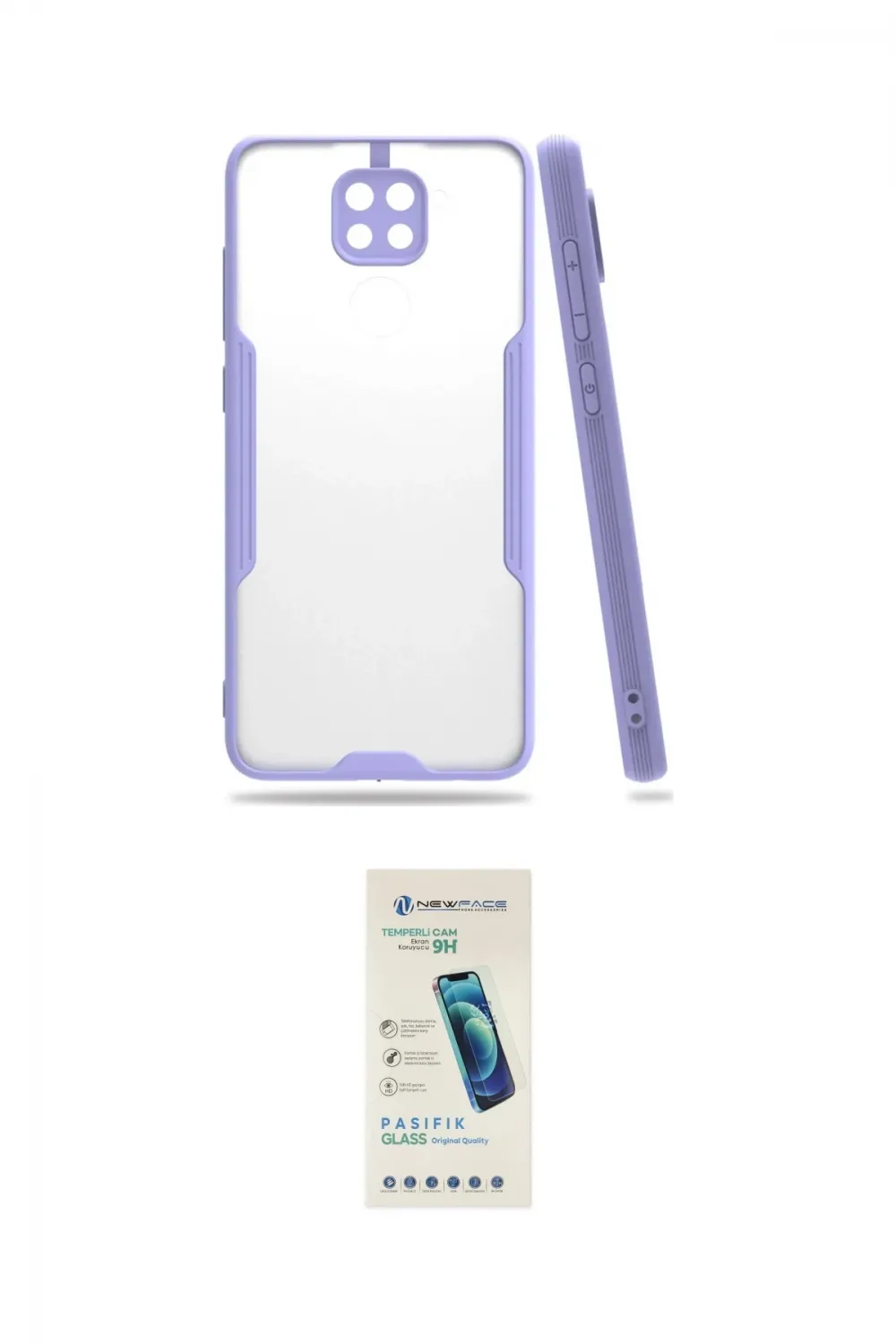 ieg™ Redmi Note 9 Kılıf Atlas Asil Serisi - Şeffaf Pasifik Cam Ekran Koruyucu