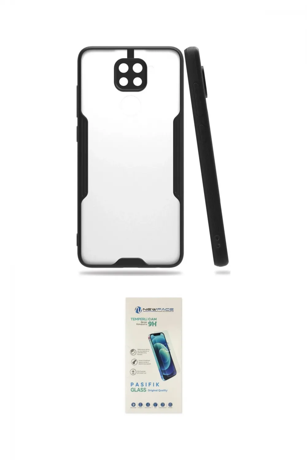 ieg™ Redmi Note 9 Kılıf Atlas Asil Serisi - Şeffaf Pasifik Cam Ekran Koruyucu