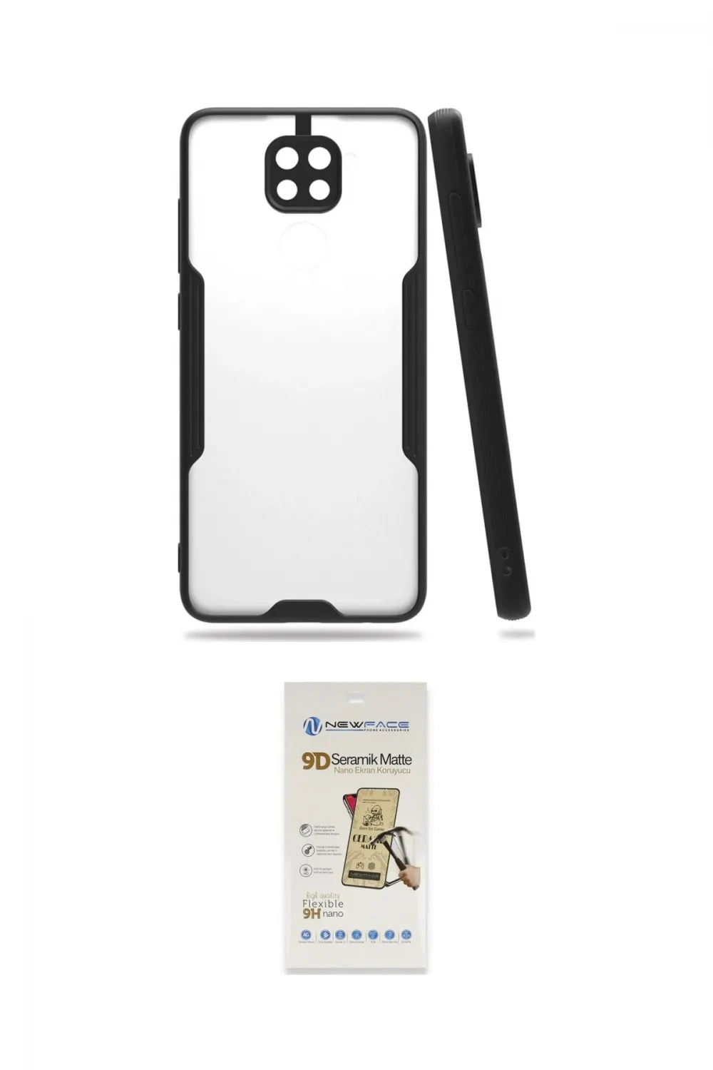 ieg™ Redmi Note 9 Kılıf Atlas Asil Serisi - Siyah Mat Seramik Nano Ekran Koruyucu