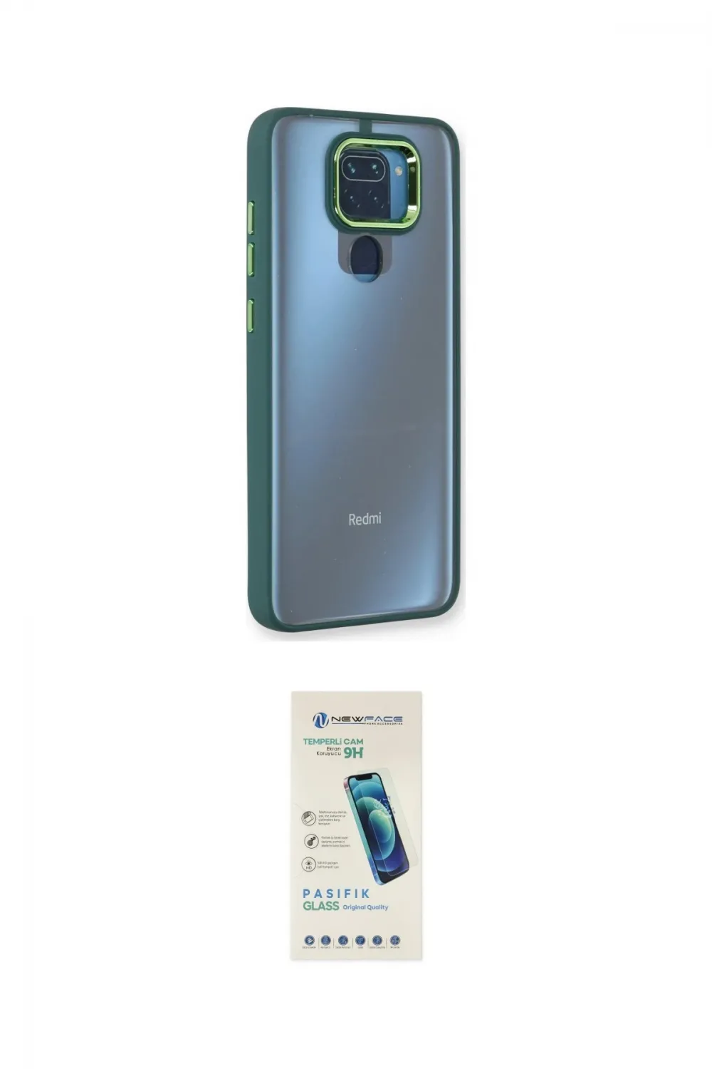 ieg™ Redmi Note 9 Kılıf Eksen Doku Prime - Şeffaf Pasifik Cam Ekran Koruyucu