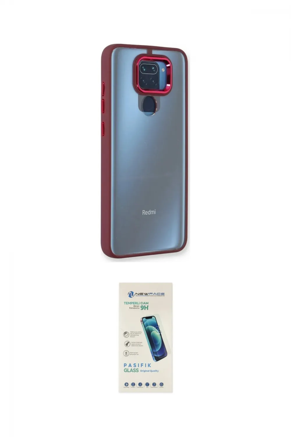 ieg™ Redmi Note 9 Kılıf Eksen Doku Prime - Şeffaf Pasifik Cam Ekran Koruyucu