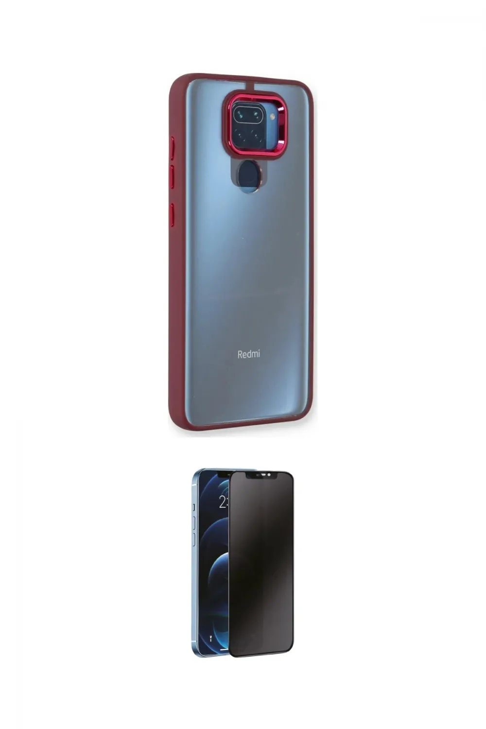 ieg™ Redmi Note 9 Kılıf Eksen Doku Prime - Siyah 3D Antistatik Hayalet Cam Ekran Koruyucu