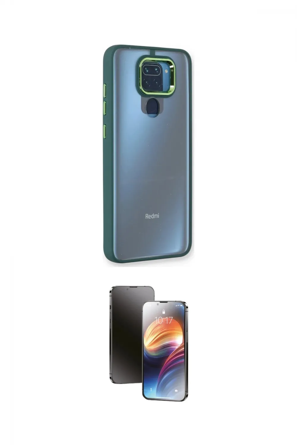ieg™ Redmi Note 9 Kılıf Eksen Doku Prime - Siyah 3D Antistatik Mat Seramik Nano Ekran Koruyucu