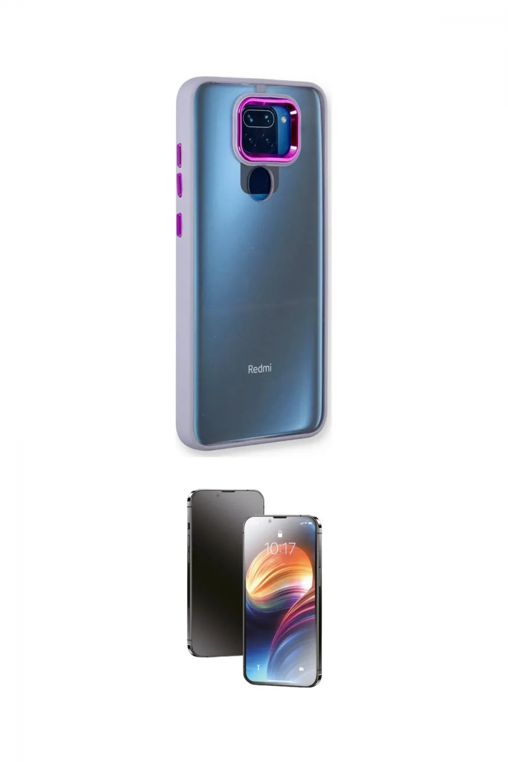 ieg™ Redmi Note 9 Kılıf Eksen Doku Prime - Siyah 3D Antistatik Mat Seramik Nano Ekran Koruyucu