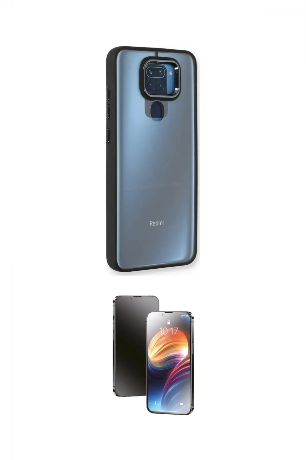 ieg™ Redmi Note 9 Kılıf Eksen Doku Prime - Siyah 3D Antistatik Mat Seramik Nano Ekran Koruyucu