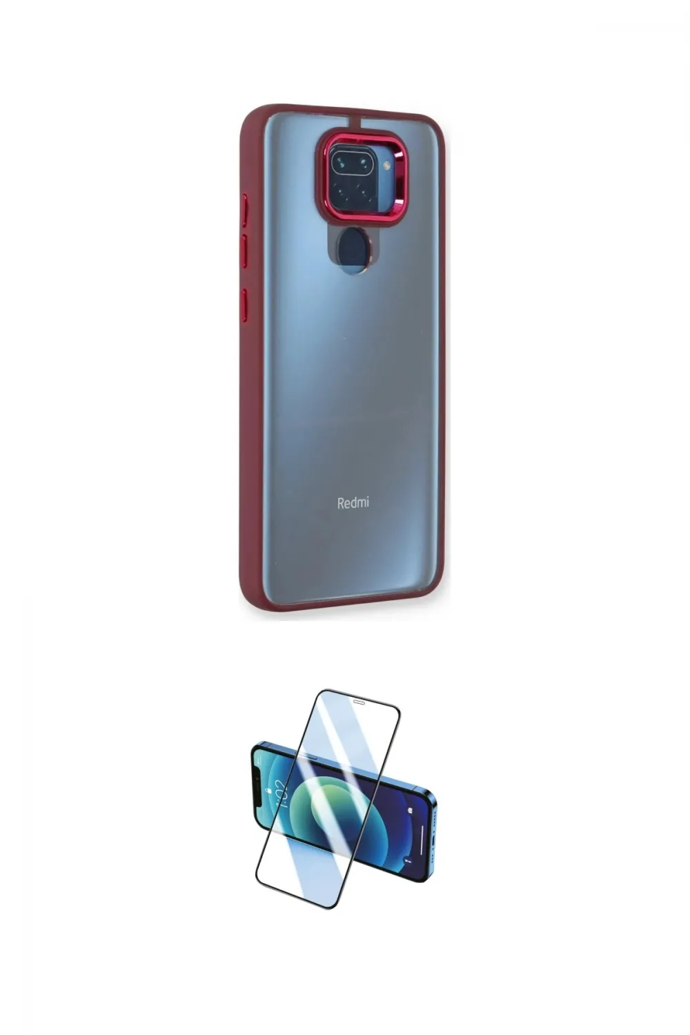 ieg™ Redmi Note 9 Kılıf Eksen Doku Prime - Siyah 3D Antistatik Seramik Nano Ekran Koruyucu