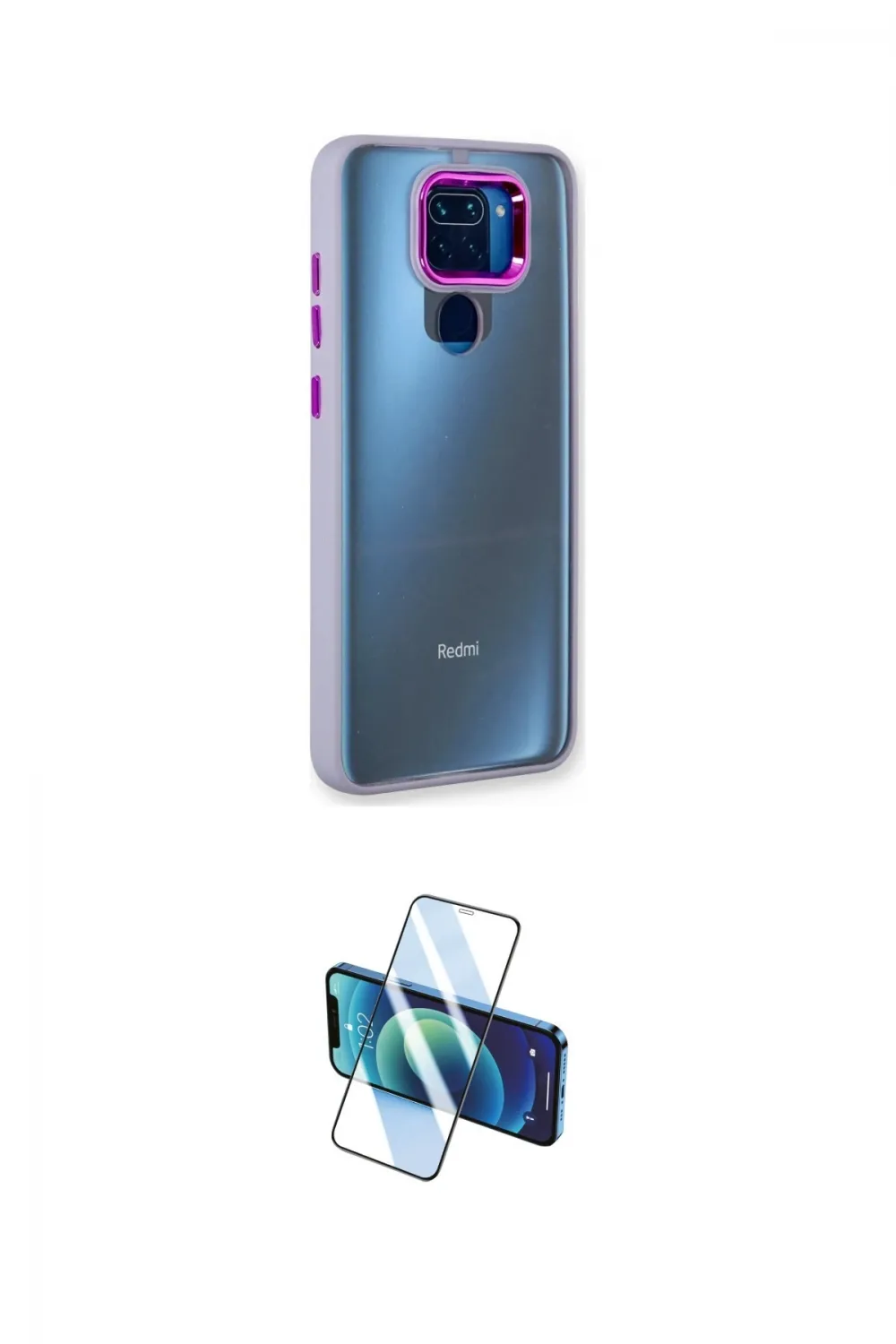 ieg™ Redmi Note 9 Kılıf Eksen Doku Prime - Siyah 3D Antistatik Seramik Nano Ekran Koruyucu