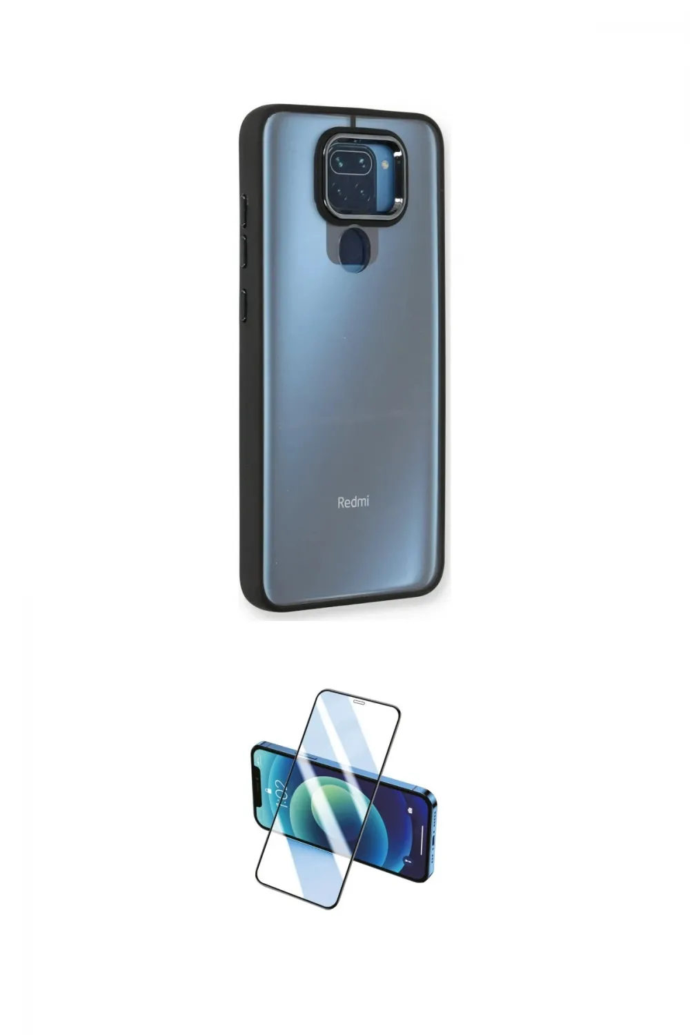ieg™ Redmi Note 9 Kılıf Eksen Doku Prime - Siyah 3D Antistatik Seramik Nano Ekran Koruyucu