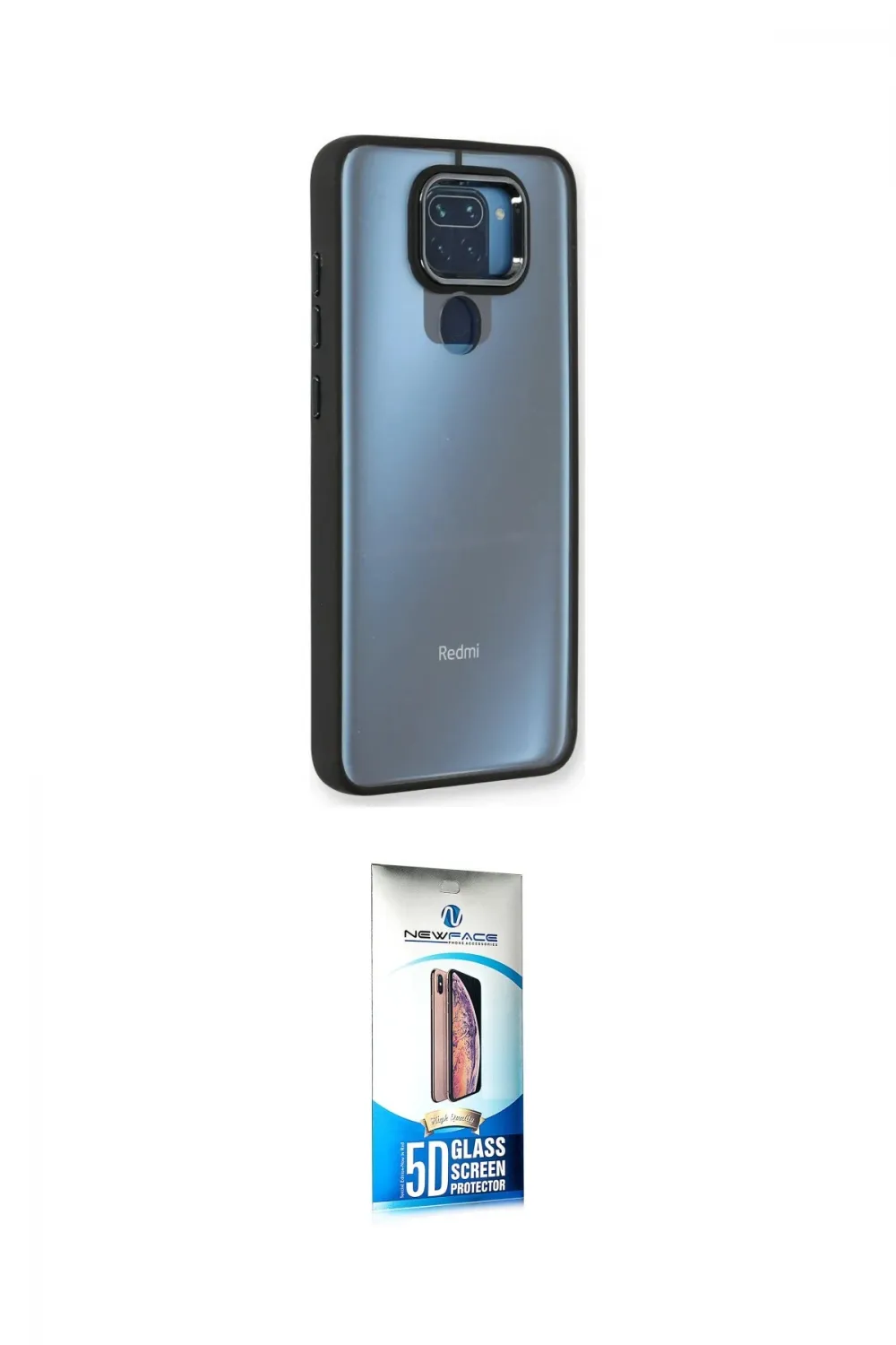 ieg™ Redmi Note 9 Kılıf Eksen Doku Prime - Siyah 5D Eko Cam Ekran Koruyucu