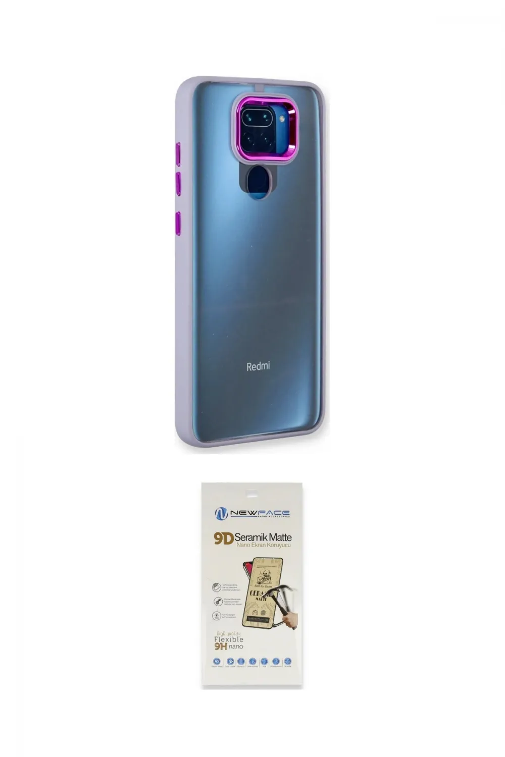 ieg™ Redmi Note 9 Kılıf Eksen Doku Prime - Siyah Mat Seramik Nano Ekran Koruyucu