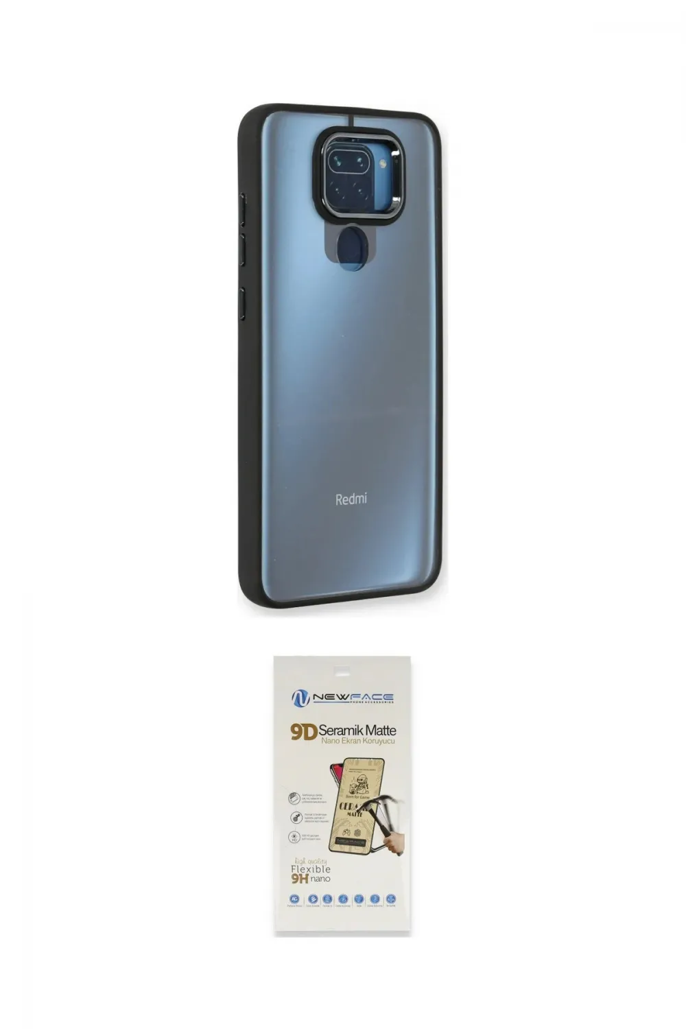 ieg™ Redmi Note 9 Kılıf Eksen Doku Prime - Siyah Mat Seramik Nano Ekran Koruyucu