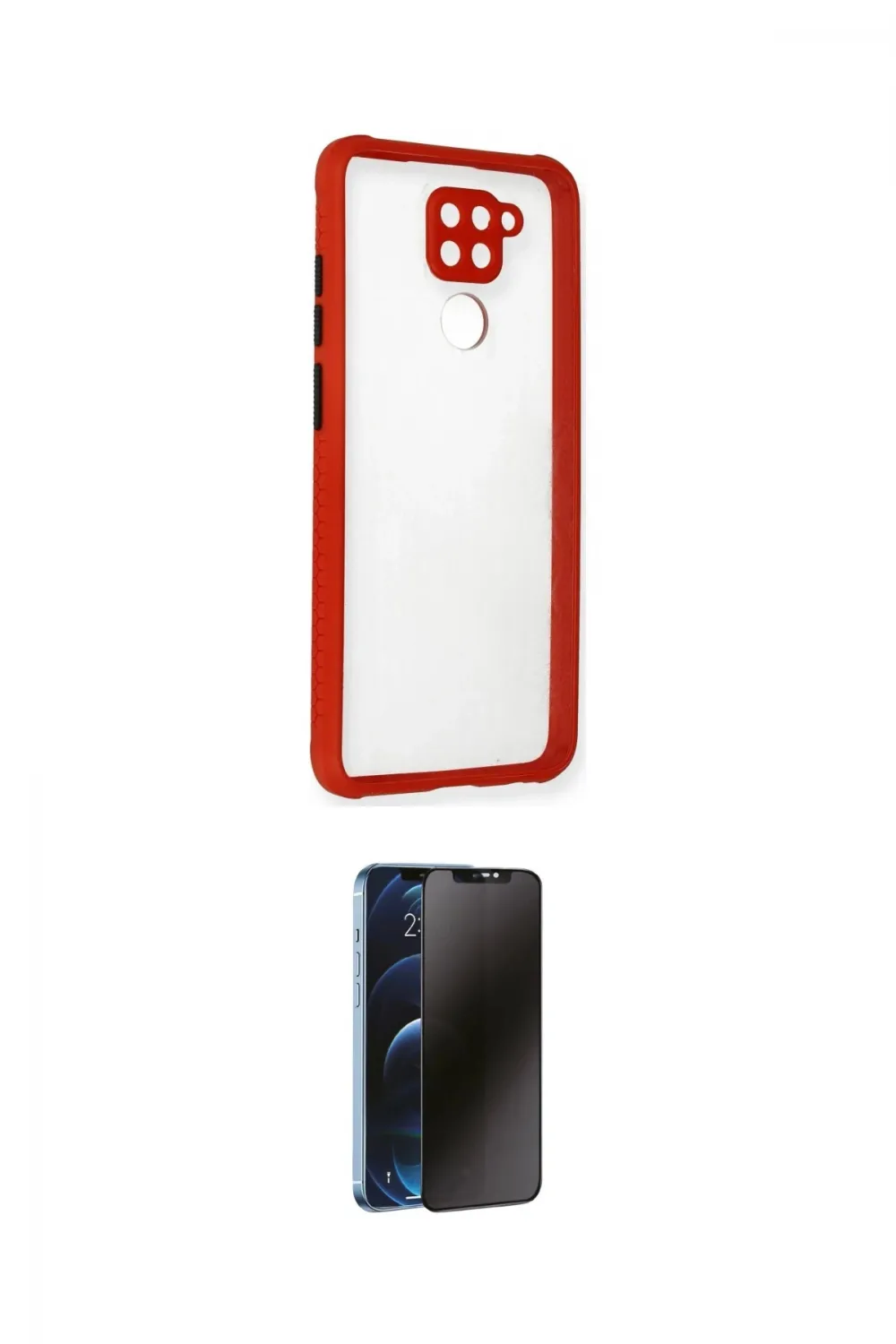 ieg™ Redmi Note 9 Kılıf Nova Asil Özel Seri - Siyah 3D Antistatik Hayalet Cam Ekran Koruyucu
