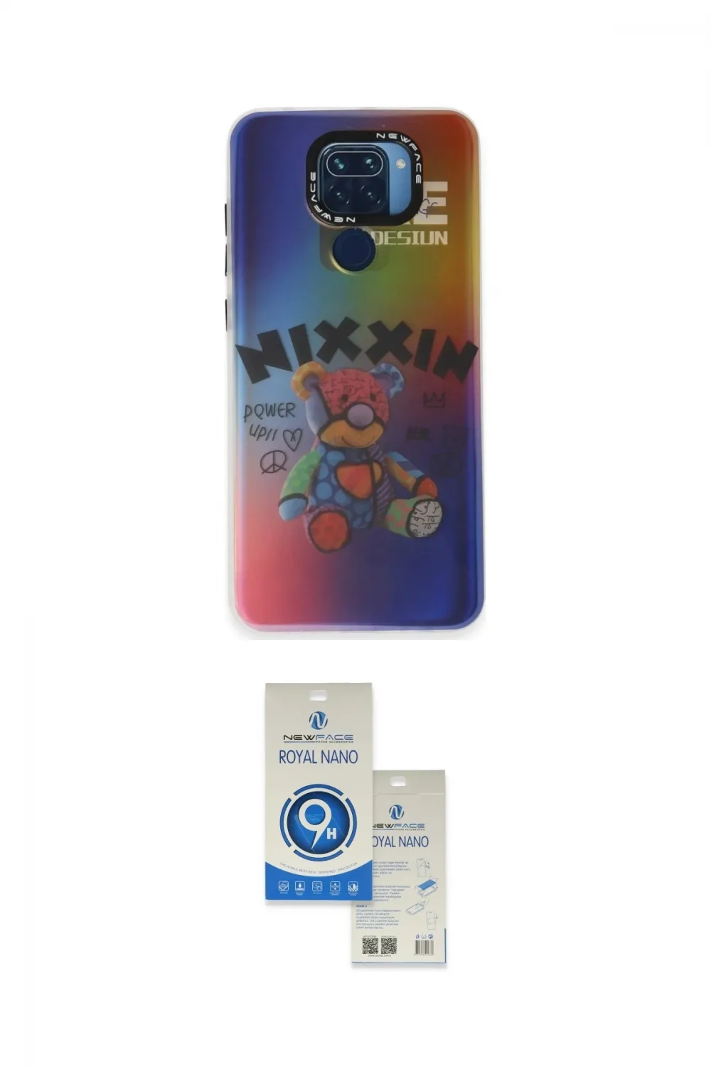 ieg™ Redmi Note 9 Kılıf Siluet Çizgi Koleksiyonu - Şeffaf Royal Nano Ekran Koruyucu