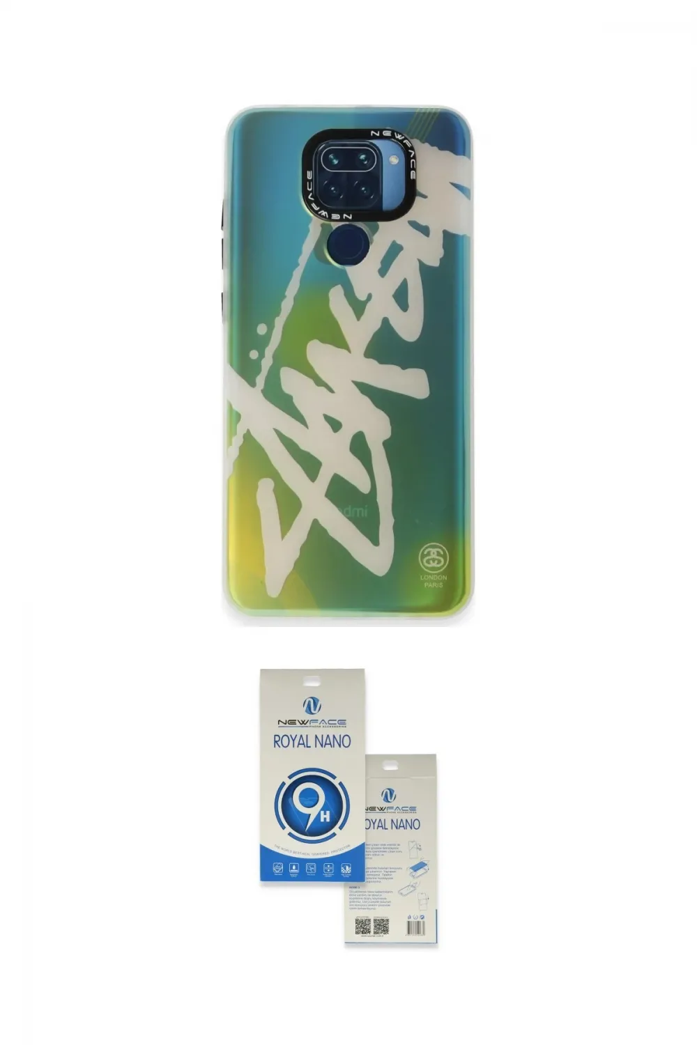 ieg™ Redmi Note 9 Kılıf Siluet Çizgi Koleksiyonu - Şeffaf Royal Nano Ekran Koruyucu
