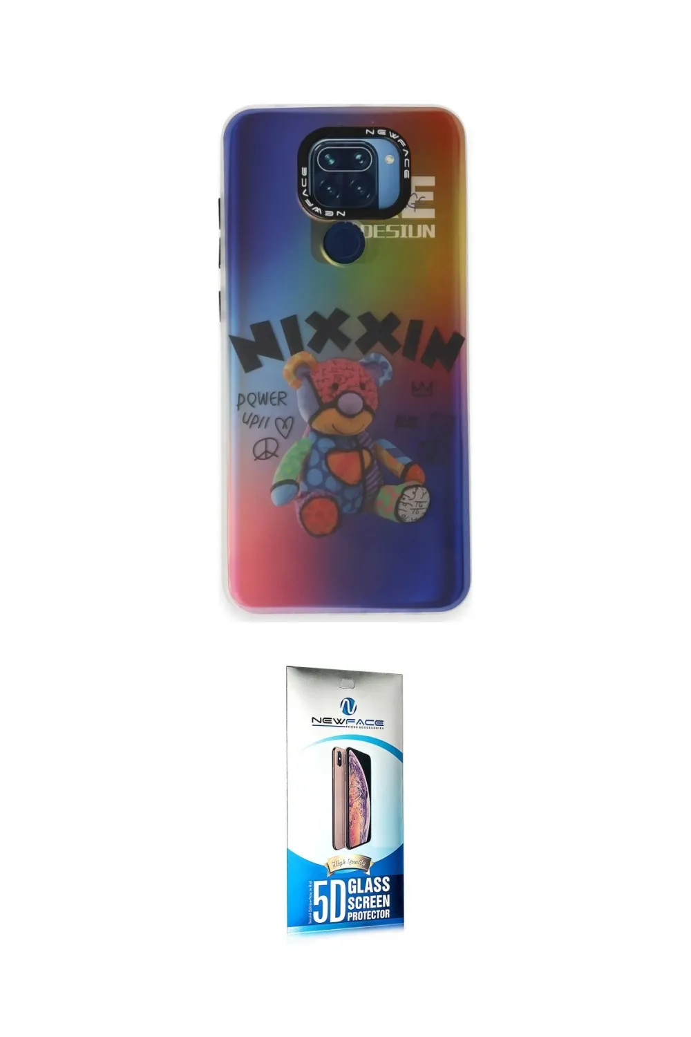 ieg™ Redmi Note 9 Kılıf Siluet Çizgi Koleksiyonu - Siyah 5D Eko Cam Ekran Koruyucu
