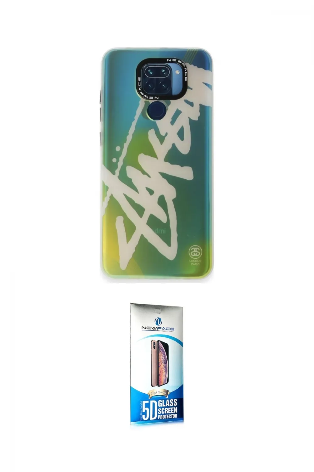 ieg™ Redmi Note 9 Kılıf Siluet Çizgi Koleksiyonu - Siyah 5D Eko Cam Ekran Koruyucu